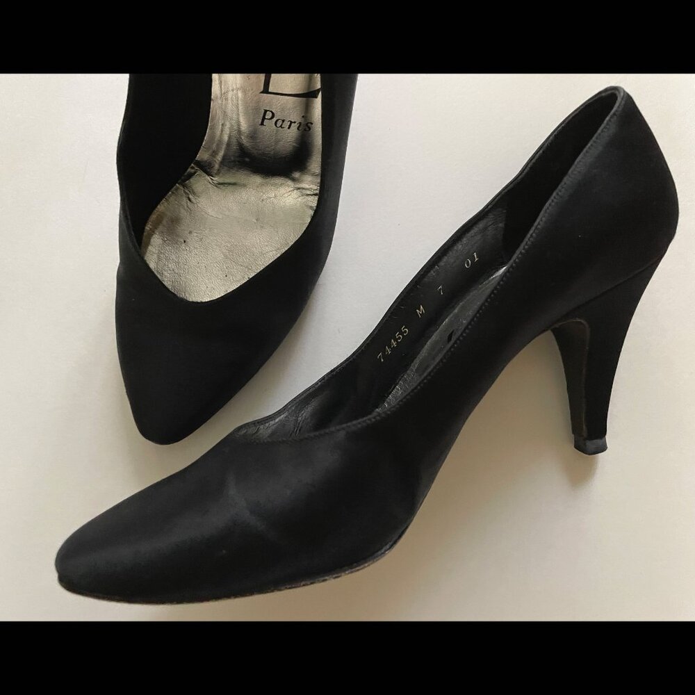 Yves Saint Laurent - YSL - Satin Evening Pumps - Black - Picture 5 of 6
